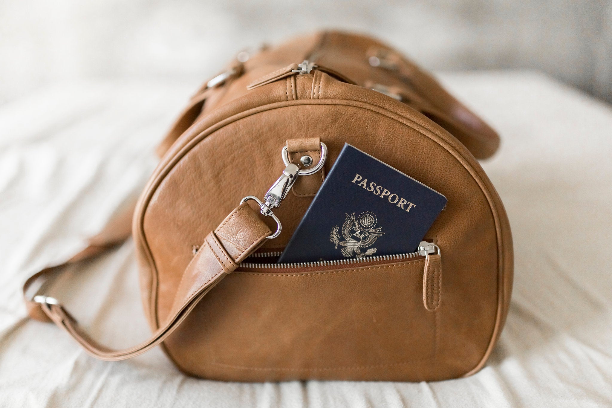 Caramel Leather Travel Bag